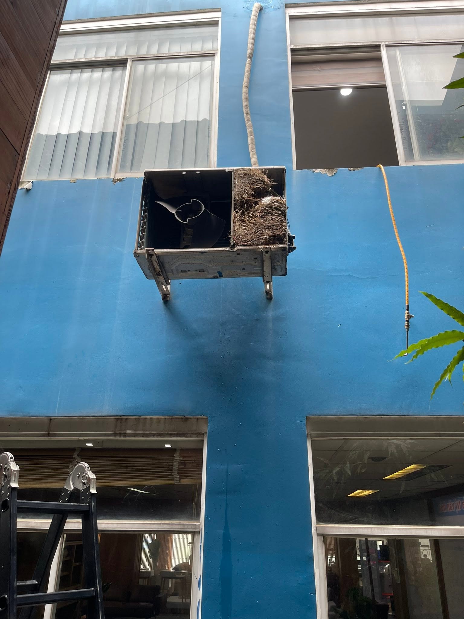 Tổ chim làm kẹt quạt dàn nóng, nguyên nhân máy lạnh Daikin báo lỗi E7