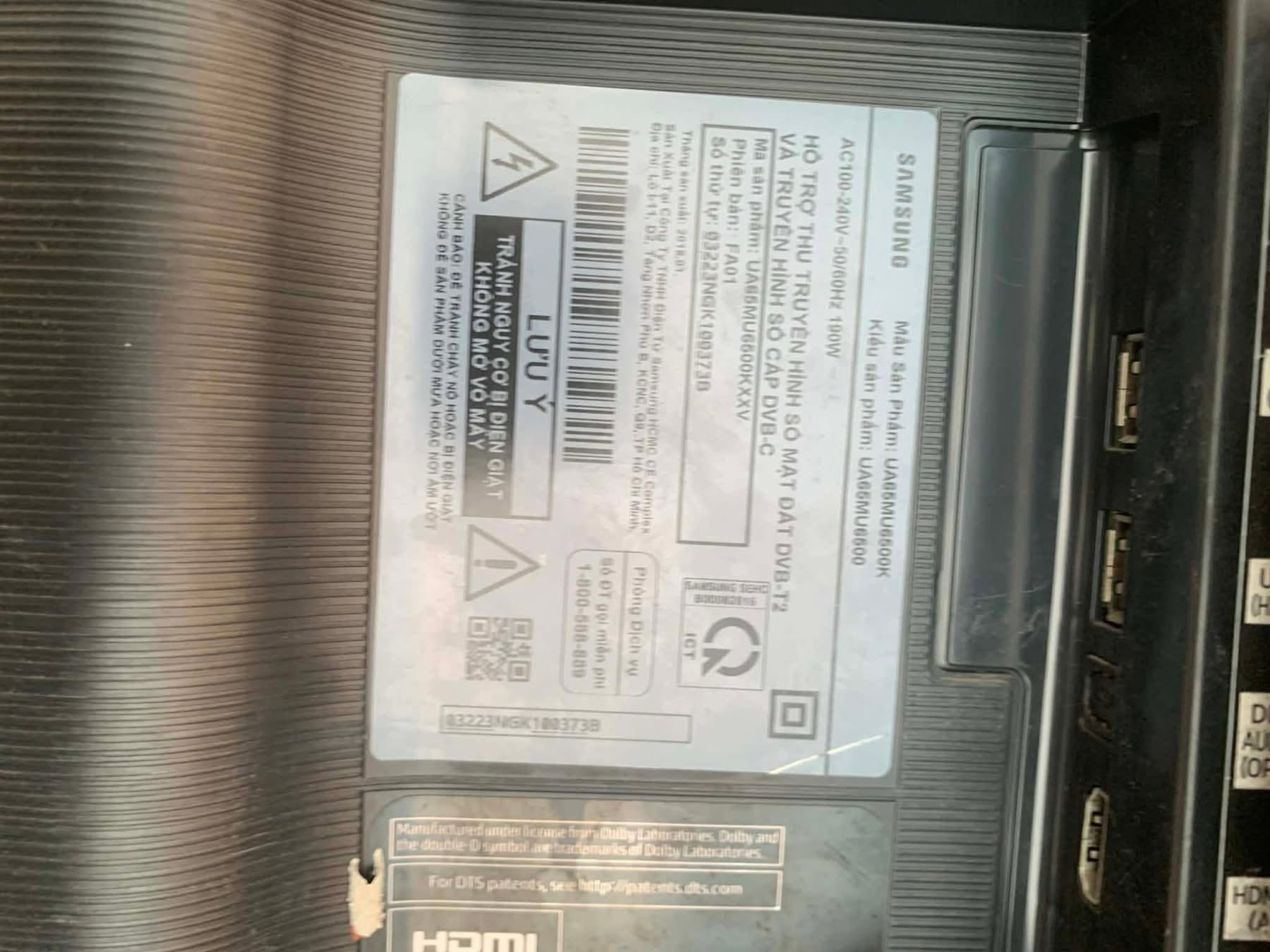 Tem model tivi Samsung dùng để tra đúng linh kiện thay thế